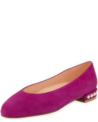 Пурпурные замшевые туфли на плоской подошве