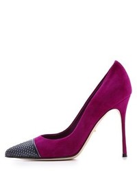 Пурпурные замшевые туфли с украшением от Sergio Rossi