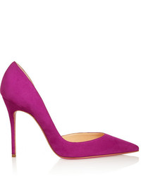 Пурпурные замшевые туфли от Christian Louboutin
