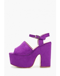 Пурпурные кожаные босоножки на каблуке от Bellamica