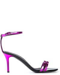 Пурпурные кожаные босоножки на каблуке от Giuseppe Zanotti