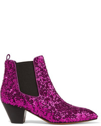 Пурпурные кожаные ботинки челси