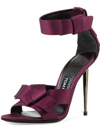 Пурпурные сатиновые босоножки на каблуке