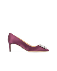 Пурпурные сатиновые туфли с украшением от Paul Andrew