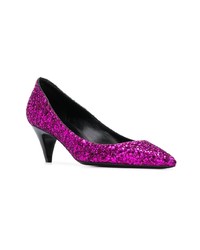 Пурпурные туфли с пайетками от Saint Laurent