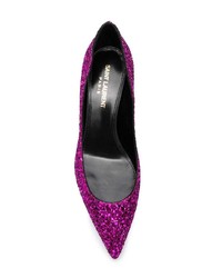 Пурпурные туфли с пайетками от Saint Laurent