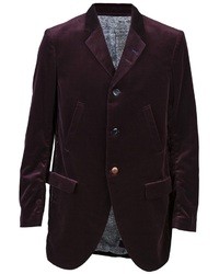 Мужской пурпурный бархатный пиджак от Undercover