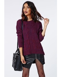 Пурпурный вязаный свитер
