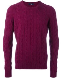 Пурпурный вязаный свитер
