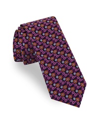 Пурпурный галстук с цветочным принтом