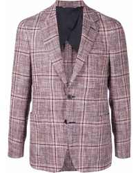 Мужской пурпурный льняной пиджак в шотландскую клетку от Canali