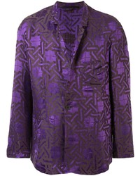 Пурпурный пиджак с принтом