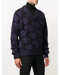 Мужской пурпурный свитер с v-образным вырезом с принтом от Golden Goose Deluxe Brand