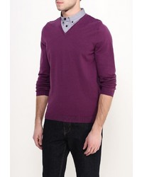 Мужской пурпурный свитер с v-образным вырезом от Burton Menswear London