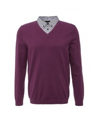Мужской пурпурный свитер с v-образным вырезом от Burton Menswear London