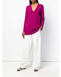 Женский пурпурный свитер с v-образным вырезом от Theory