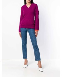 Женский пурпурный свитер с v-образным вырезом от Barrie