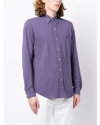 Мужской пурпурный свитер с воротником поло от Polo Ralph Lauren
