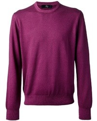 Пурпурный свитер с круглым вырезом