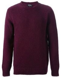 Мужской пурпурный свитер с круглым вырезом от A.P.C.