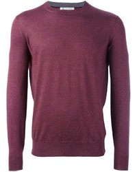 Мужской пурпурный свитер с круглым вырезом от Brunello Cucinelli