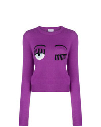 Женский пурпурный свитер с круглым вырезом от Chiara Ferragni