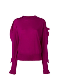 Женский пурпурный свитер с круглым вырезом от Laneus