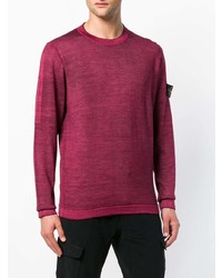 Мужской пурпурный свитер с круглым вырезом от Stone Island
