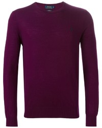 Мужской пурпурный свитер с круглым вырезом от Polo Ralph Lauren