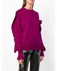 Женский пурпурный свитер с круглым вырезом от Laneus