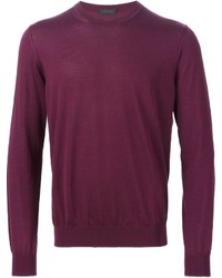 Мужской пурпурный свитер с круглым вырезом от Z Zegna