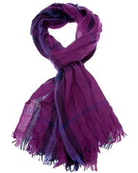 Женский пурпурный шарф в шотландскую клетку от Burberry