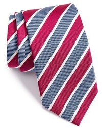 Пурпурный шелковый галстук в горизонтальную полоску
