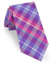 Пурпурный шелковый галстук в шотландскую клетку