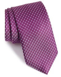 Пурпурный шелковый галстук с геометрическим рисунком