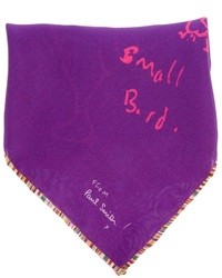 Пурпурный шелковый нагрудный платок с принтом