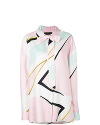 Разноцветная блуза на пуговицах с геометрическим рисунком от Alexandre Vauthier