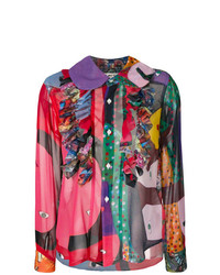 Разноцветная блуза на пуговицах с принтом от Comme des Garcons