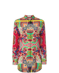 Разноцветная блуза на пуговицах с принтом от Etro