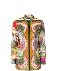 Разноцветная блуза на пуговицах с принтом от Etro