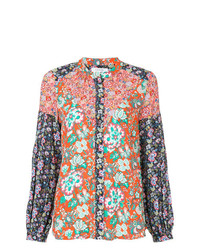 Разноцветная блуза на пуговицах с принтом от Frame Denim
