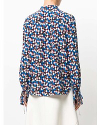 Разноцветная блуза на пуговицах с принтом от Tory Burch