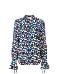 Разноцветная блуза на пуговицах с принтом от Tory Burch