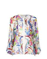 Разноцветная блуза на пуговицах с цветочным принтом от Etro