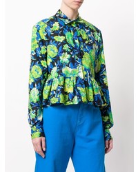 Разноцветная блуза на пуговицах с цветочным принтом от MSGM