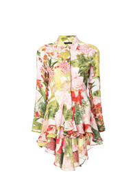 Разноцветная блуза на пуговицах с цветочным принтом от Josie Natori