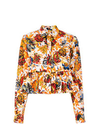 Разноцветная блуза на пуговицах с цветочным принтом от MSGM