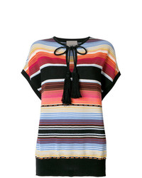 Разноцветная блуза с коротким рукавом в горизонтальную полоску от Laneus