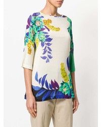Разноцветная блуза с коротким рукавом с принтом от Etro