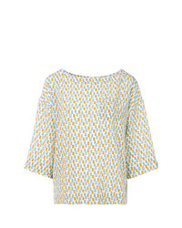 Разноцветная блуза с коротким рукавом с принтом от Marni